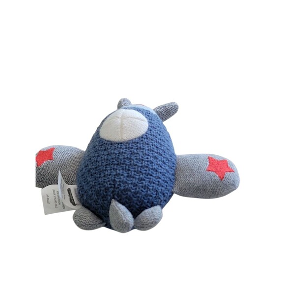 Mud Pie Knit Plush Rattle Airplane Baby Infant 4.5" - Picture 3 of 6